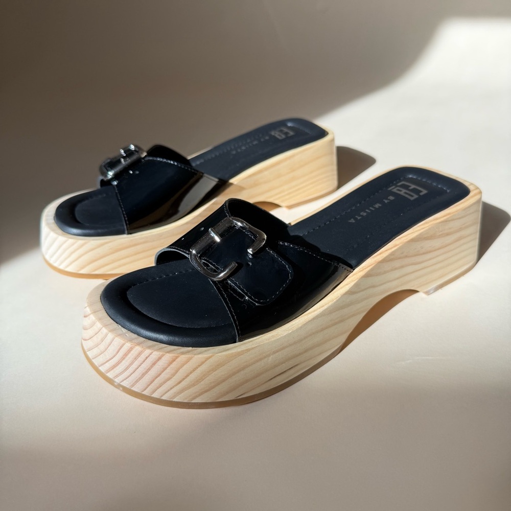 E8 by Miista Black Platform Clog Slides~ Size 39~